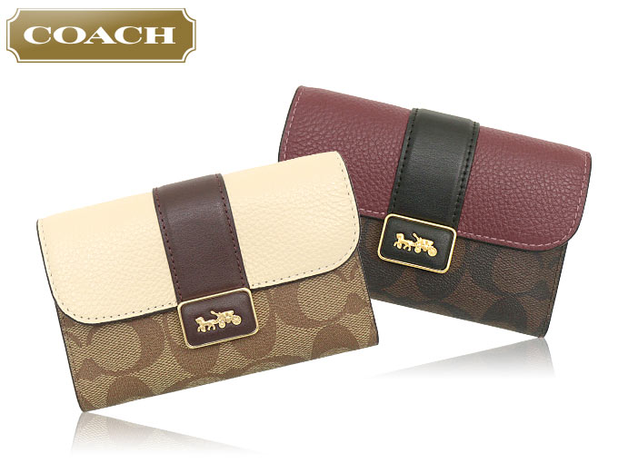 コーチ COACH 財布 二つ折り財布 FCC060 CC060 ライトカーキ×チョーク