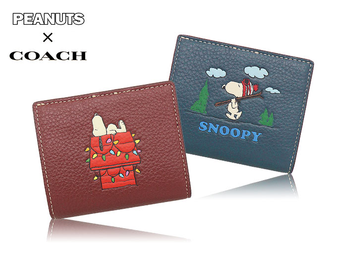 コーチ COACH 財布 二つ折り財布 FCF252 CF252 ワインマルチ コーチ×ピーナッツ コラボ スヌーピー ライツ モチーフ レザー  アウトレット レディース