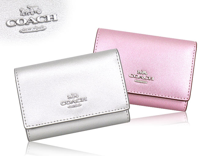 COACH コーチ 財布 三つ折り財布 FCW805 CW805 メタリックピンク