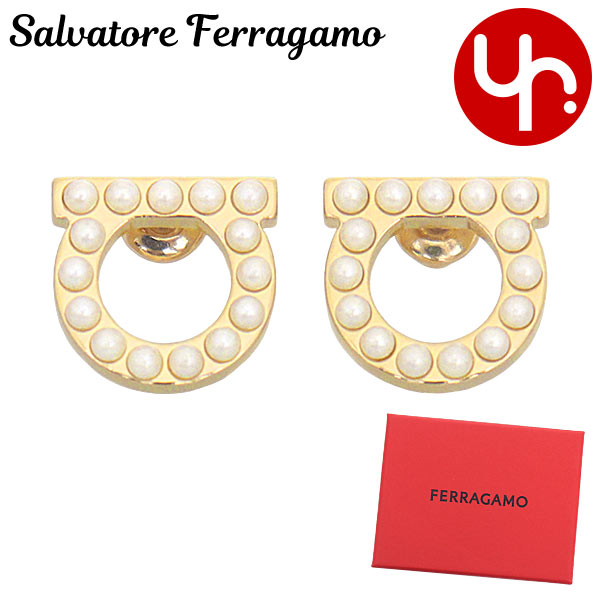 Yahoo! Yahoo!ショッピング(ヤフー ショッピング)サルヴァトーレ フェラガモ Salvatore Ferragamo アクセサリー ピアス 76 0125 クリーム×ゴールド ガンチーニ パール ピアス レディース