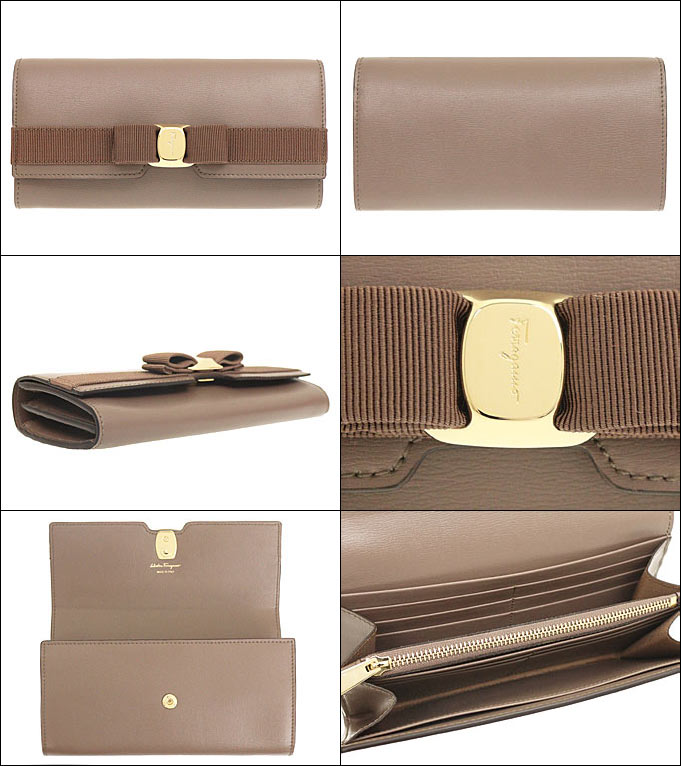 サルヴァトーレ フェラガモ Salvatore Ferragamo 財布 長財布 22 E008 キャラウェイシード ニュー ヴァラ リボン カーフ レザー フラップ | FERRAGAMO | 01