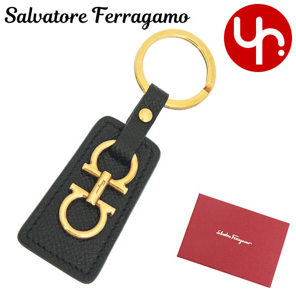 サルヴァトーレ フェラガモ Salvatore Ferragamo 小物 キーホルダー 22 E014 ネロ ダブル ガンチーニ カーフ レザー キーリング レディース :fe ko220420 27:インポートコレクションYR