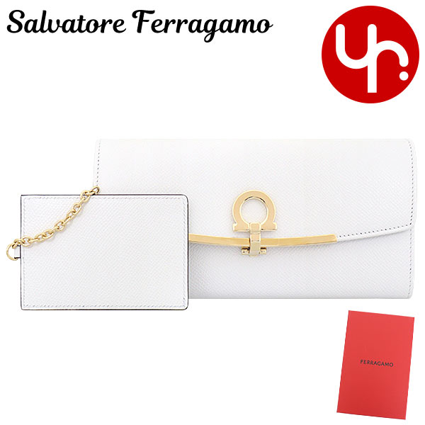 サルヴァトーレ フェラガモ Salvatore Ferragamo 財布 長財布 22 D150 ガンチーニ クリップ クロージャー レザー  ウォレット カードケース付き レディース