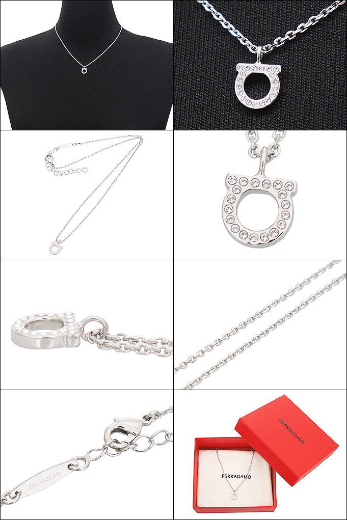 美品 箱付✨Ferragamo 3連 ガンチーニ ネックレス シルバー 美品