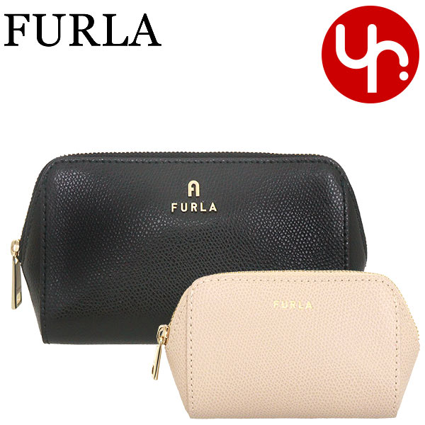 Yahoo! Yahoo!ショッピング(ヤフー ショッピング)【48時間限定ポイント2％】フルラ FURLA 小物 ポーチ WE00453 ARE000 ネロ×バレリーナ フルラ カメリア グレインレザー コスメティック ケース セッ