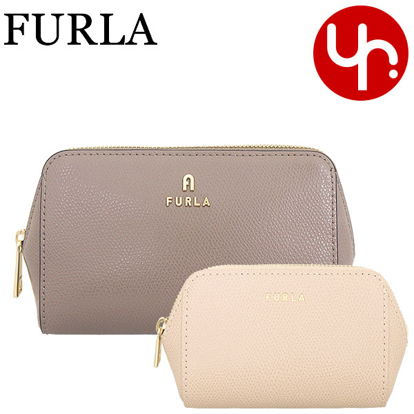 Yahoo! Yahoo!ショッピング(ヤフー ショッピング)フルラ FURLA 小物 ポーチ WE00453 ARE000 スタッコグレー×バレリーナ フルラ カメリア グレインレザー コントラストカラー コスメティック ケース レディース