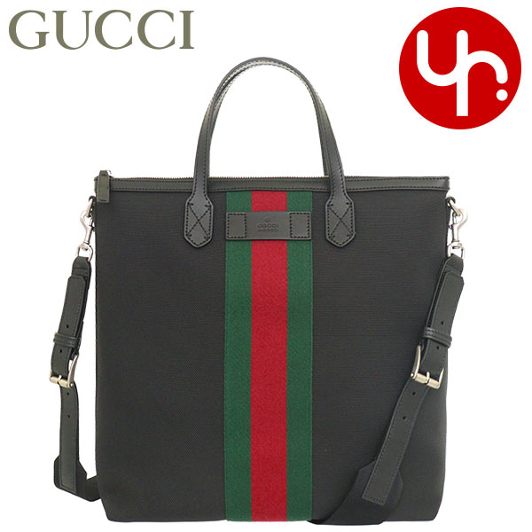 グッチ GUCCI バッグ トートバッグ 619751 KWT7N ブラック×グリーンレッド キャンバス ウェブ ストライプ トートバッグ  アウトレット メンズ レディース