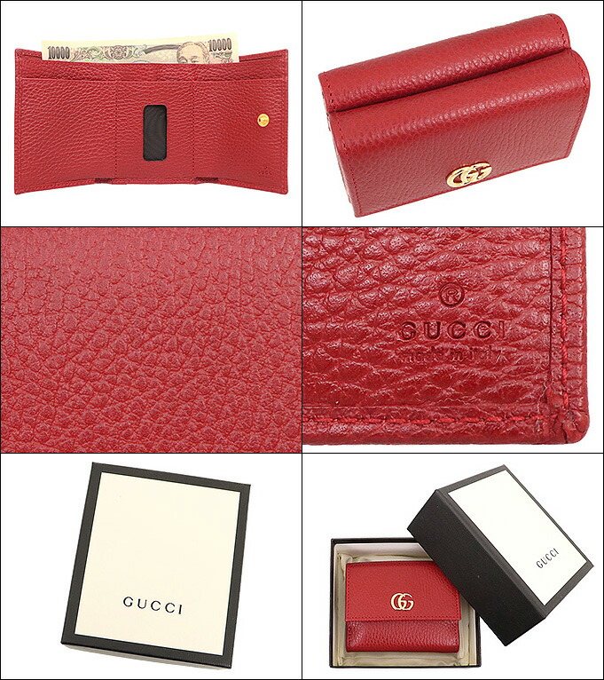 グッチ GUCCI 財布 三つ折り財布 524672 CAO0G ハイビスカスレッド プチ GG マーモント レザー コンパクト ウォレット レディース