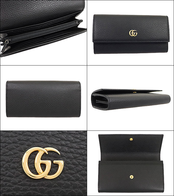 グッチ GUCCI 財布 長財布 456116 CAO0G ブラック プチ GG マーモント テクスチャード レザー フラップ コンチネンタル ウォレット レディース｜import-collection-yr｜02