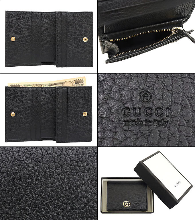 グッチ GUCCI 財布 二つ折り財布 456126 CAO0G ブラック プチ GG