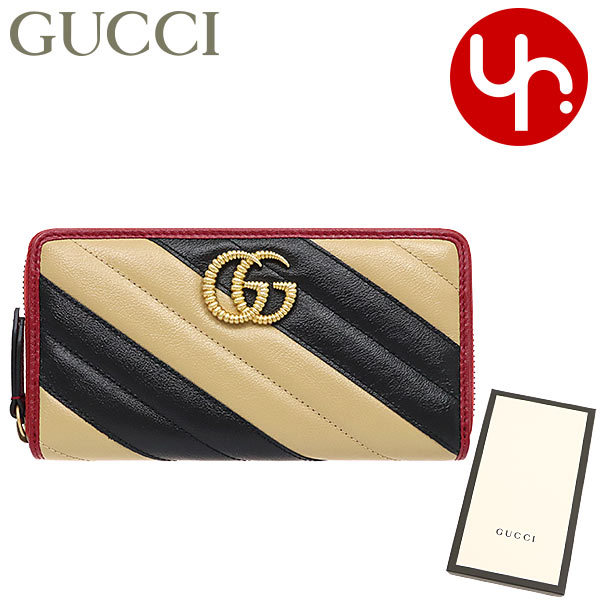 グッチ GUCCI 財布 長財布 573810 0OLOX ベージュ×ブラックチェリー GGマーモントトーション ダイアゴナル キルティング レザー ウォレット レディース