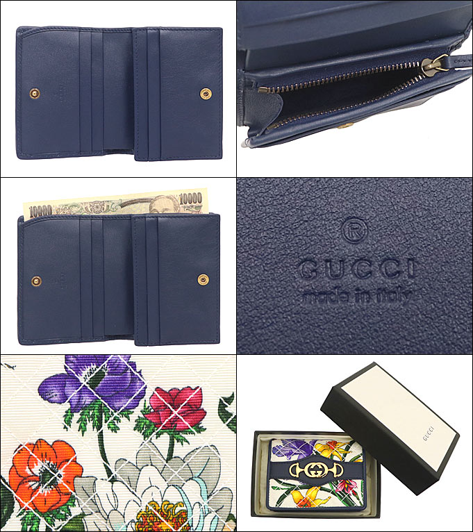 GUCCI グッチ 財布 二つ折り財布 536353 92MAX ホワイト×ネイビー 