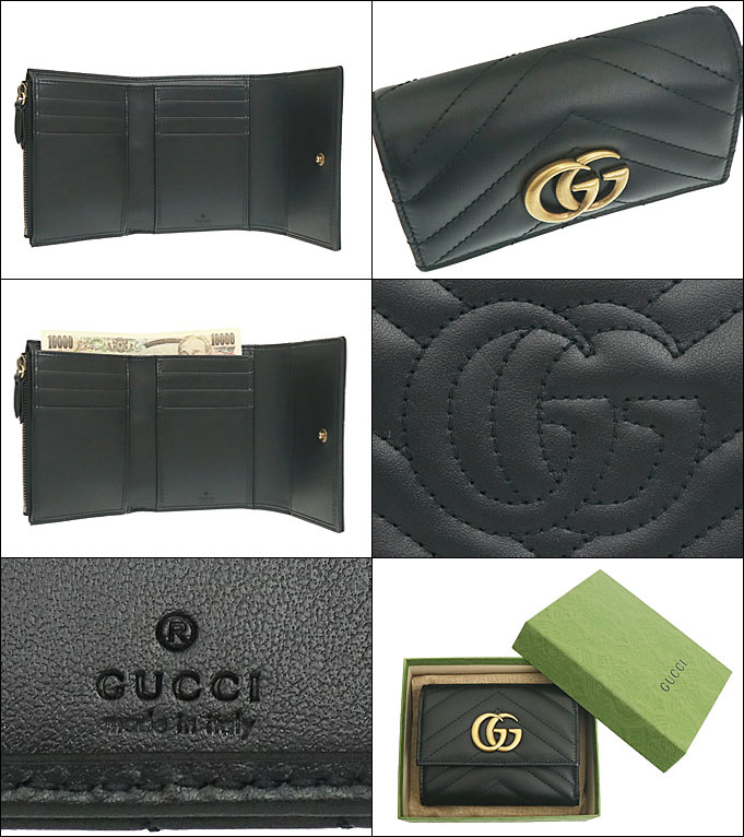 グッチ GUCCI 財布 三つ折り財布 474802 DTD1T ブラック GG マーモント