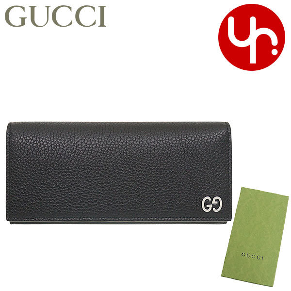 グッチ GUCCI 財布 長財布 481727 A7M0N ブラック ドリアン カーフ レザー メタル GG フラップ ウォレット メンズ