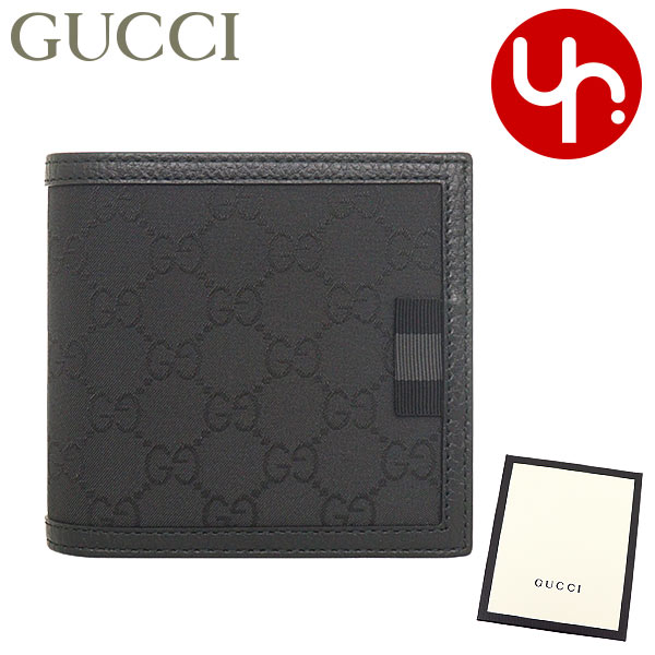 グッチ GUCCI 財布 二つ折り財布 150413 G1XWN ブラック GG ナイロン キャンバス レザー バイフォールド コイン ウォレット アウトレット メンズ