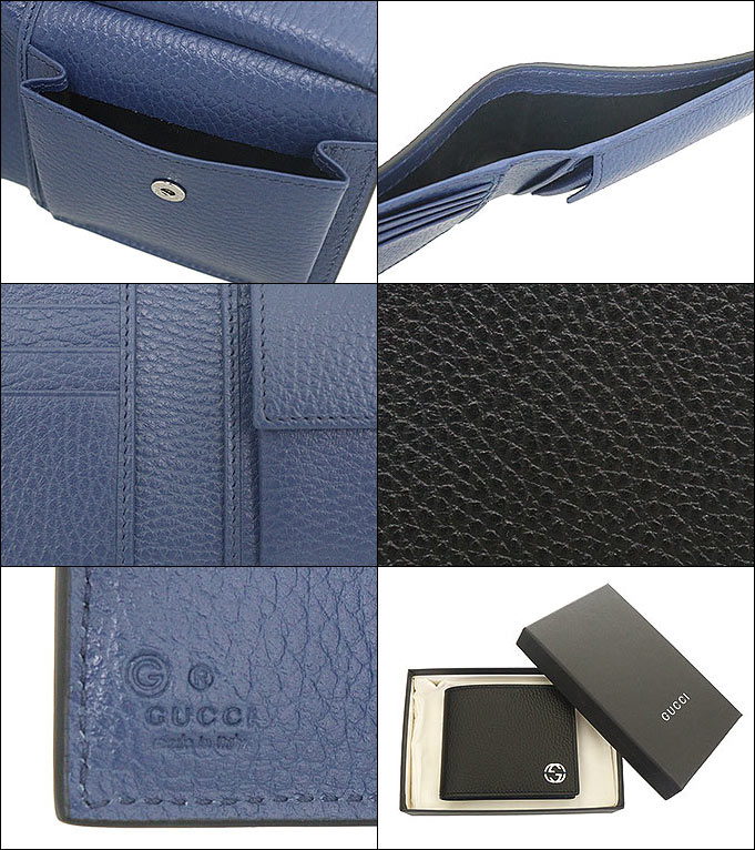 グッチ GUCCI 財布 二つ折り財布 610466 CAO2N ブラック×ブルー ダラー