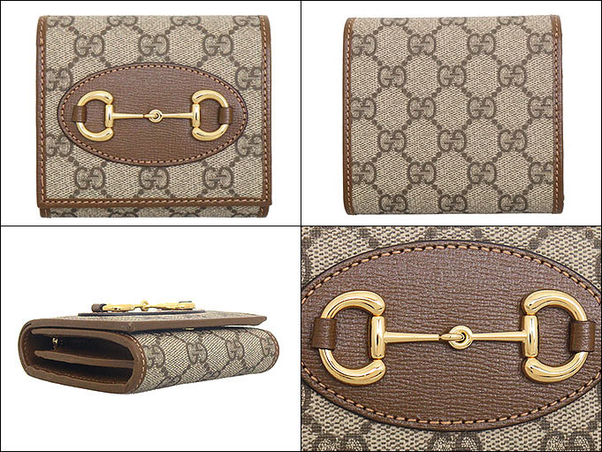 グッチ GUCCI 財布 二つ折り財布 621891 92TCG ベージュエボニー×ブラウン GGスプリームキャンバス レザー ホースビット バイフォールド ウォレット レディース | GUCCI | 01