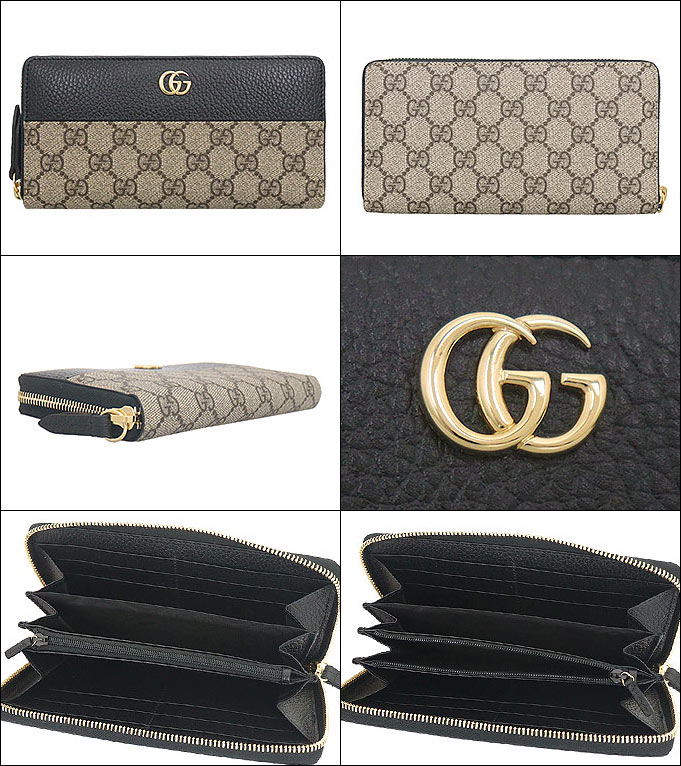 GUCCI グッチ 財布 長財布 456117 17WAG ブラック×ベージュ