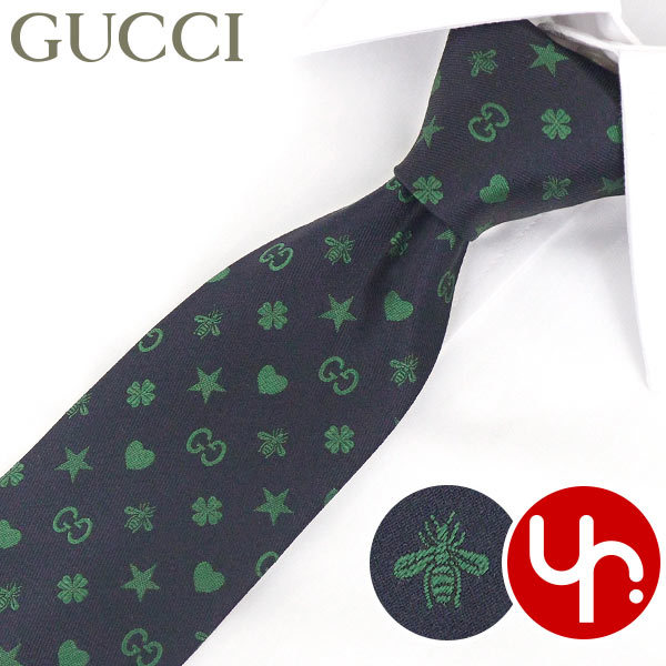 【24時間限定ポイント2％】グッチ GUCCI アパレル ネクタイ 545834 4E017 FORTUNE ビー スター ハート クローバー GG ロゴ シルク ネクタイ メンズ｜import-collection-yr｜02