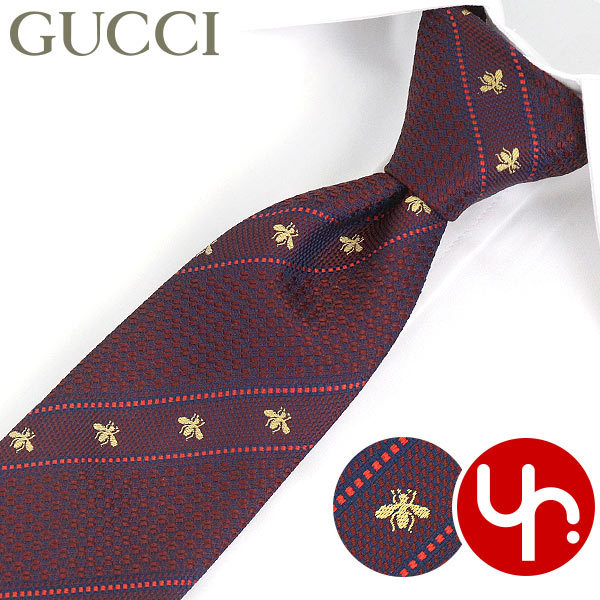 く日はお得♪ オンライン限定商品 グッチ GUCCI アパレル ネクタイ 451528 4E002 ボルドー×レッド LABOUR ビー ウェブ ライン ストライプ シルク メンズ nanaokazaki.com nanaokazaki.com