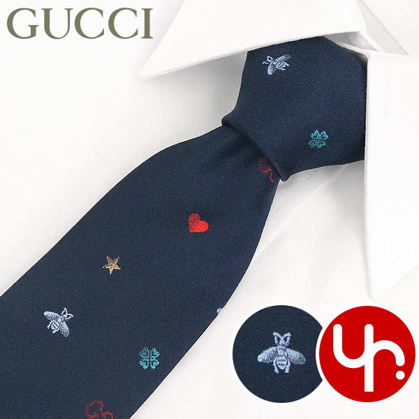 新品未使用／GUCCI グッチ／メンズ／ シルク ネクタイ ネイビー - 通販