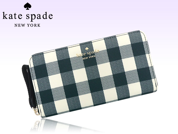 ケイトスペード kate spade 財布 長財布 KC646 ブラックマルチ チェルシー ギンガム プリント ラウンド ジップ ウォレット アウトレット レディース｜import-collection-yr｜04