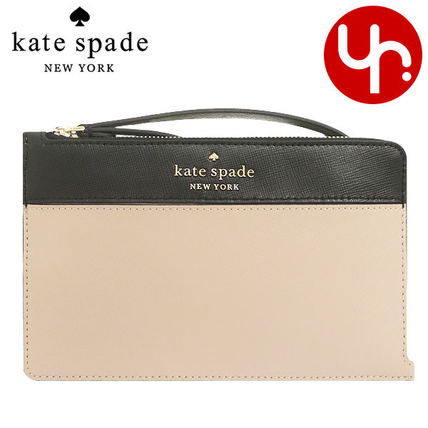 ケイトスペード kate spade 小物 ポーチ WLR00116 ウォームベージュマルチ ステイシー カラーブロック レザー L ジップ リストレット アウトレット レディース｜import-collection-yr