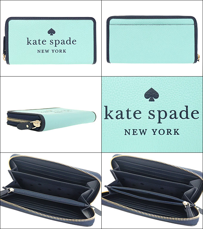 ケイトスペード kate spade 財布 長財布 K7179 プールサイドマルチ エラ カラーブロック ペブルド レザー ロゴ ラージ ラウンド  ジップ ウォレット レディース