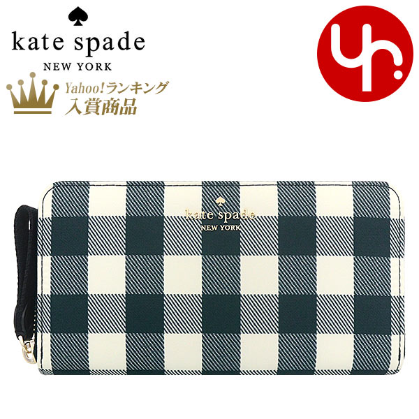 ケイトスペード kate spade 財布 長財布 KC646 ブラックマルチ チェルシー ギンガム プリント ラウンド ジップ ウォレット アウトレット レディース｜import-collection-yr