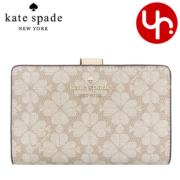 【48時間限定ポイント5％】ケイトスペード kate spade 財布 二つ折り財布 KG488 ダークベージュマルチ フラワー PVC ミディアム  バイフ アウトレット レディース