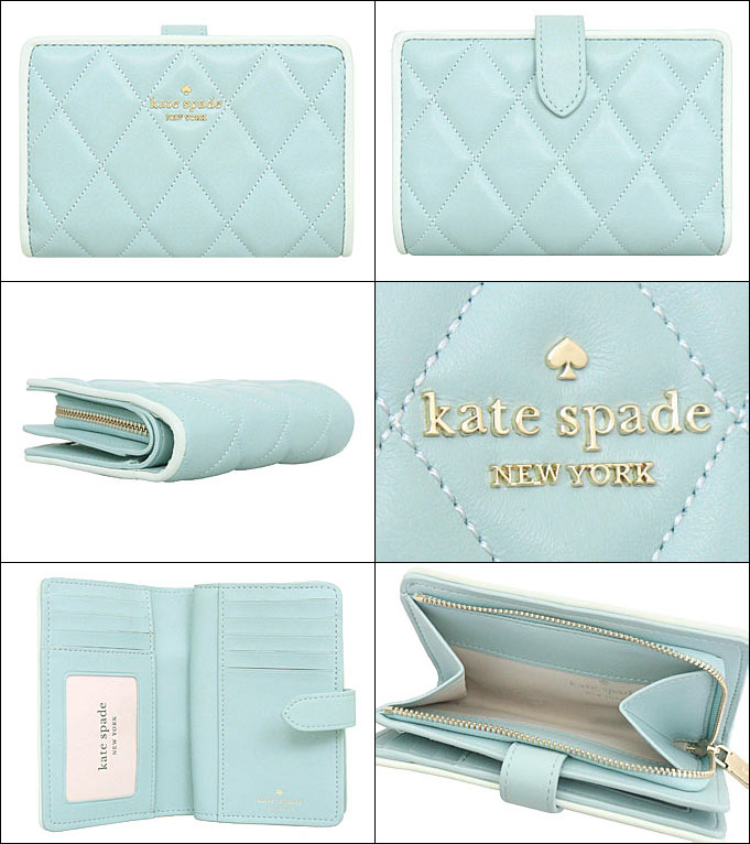 ケイトスペード kate spade 財布 二つ折り財布 KF466 ワイルドセージマルチ キャリー キルテッド レザー コンパクト ウォレット  アウトレット レディース