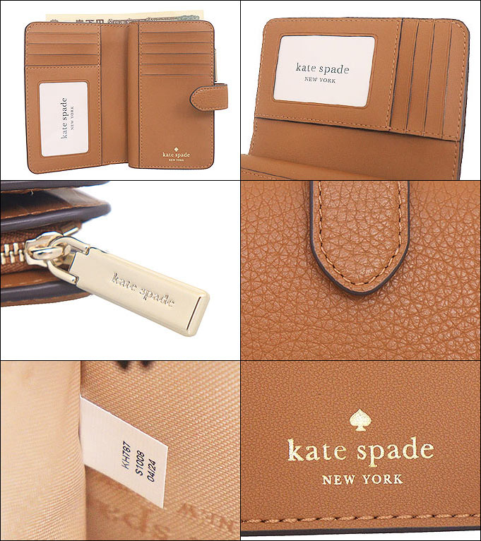 【24時間限定ポイント3％】ケイトスペード kate spade 財布 二つ折り財布 KH787 ウォームジンジャーブレッド ぺブルド レザー ミ  アウトレット レディース