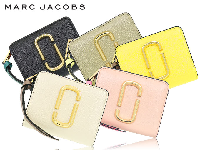 マークジェイコブス Marc Jacobs 財布 二つ折り財布 M0013360 シルバーセージマルチ ザ スナップショット レザー ダブルJ ロゴ  ミニ ウォレット レディース