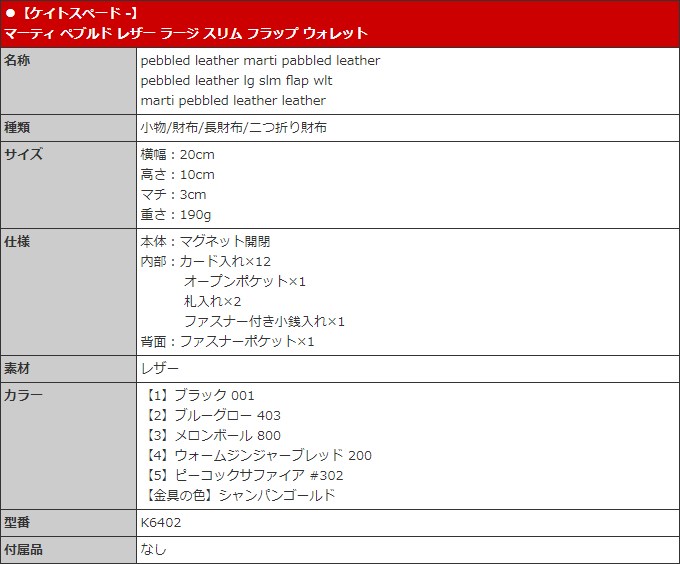 ケイトスペード   財布 長財布  マーティ ペブルド