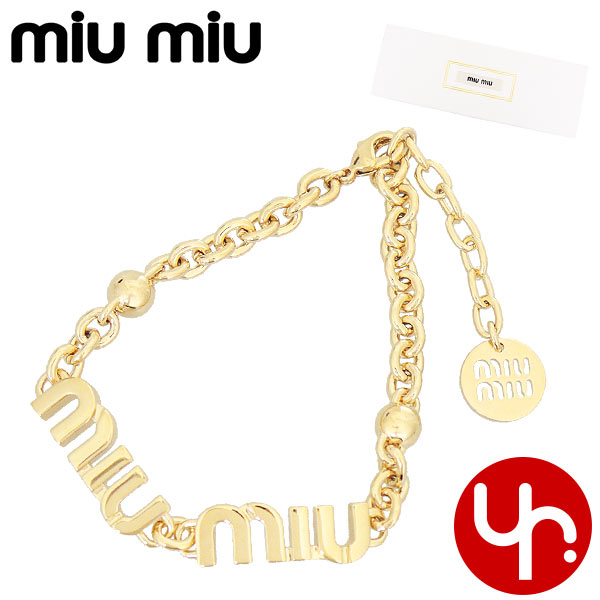 Yahoo! Yahoo!ショッピング(ヤフー ショッピング)ミュウミュウ miumiu アクセサリー ブレスレット 5IB455 2F7U ゴールド ロゴ メタル チェーン ブレスレット レディース