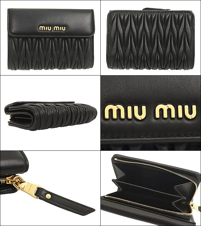 ミュウミュウ miumiu 財布 二つ折り財布 5ML225 N88 ネロ マテラッセ 