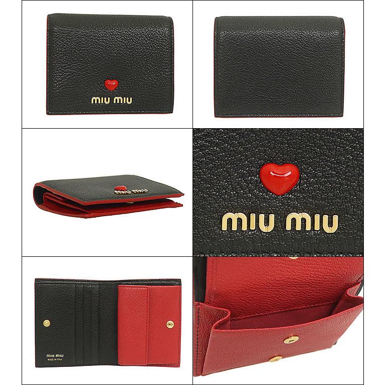 ミュウミュウ miumiu 財布 二つ折り財布 5MV204 2BC3 ネロ マドラス ラブ ハート レザー バイフォールド コンパクト