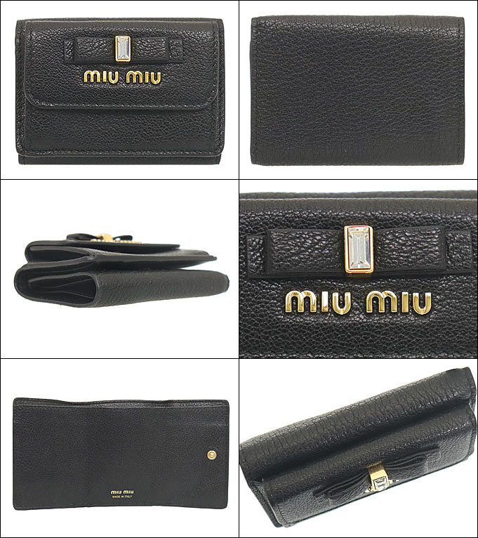 ミュウミュウ miumiu 財布 三つ折り財布 5MH021 2D7A ネロ マドラス