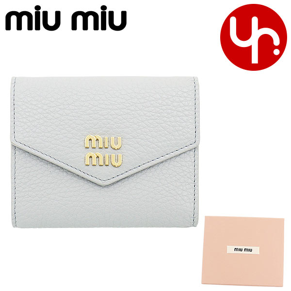 ミュウミュウ miumiu 財布 二つ折り財布 5MH040 2DT7 ヴィッテロ ダイノ レザー メタル ロゴ ミニ トライフォールド ウォレット  レディース