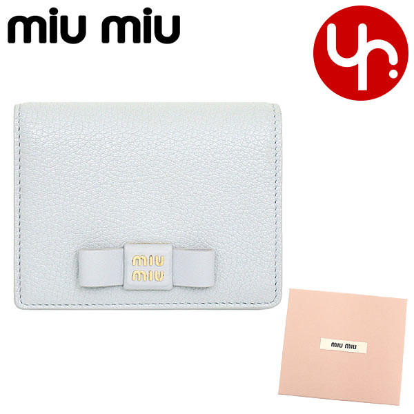 ミュウミュウ miumiu 財布 二つ折り財布 5MV204 2CKV フィオルダリーゾ マドラス フィオッコ メタル ロゴ リボン レザー バイフォールド ウォレット レディース