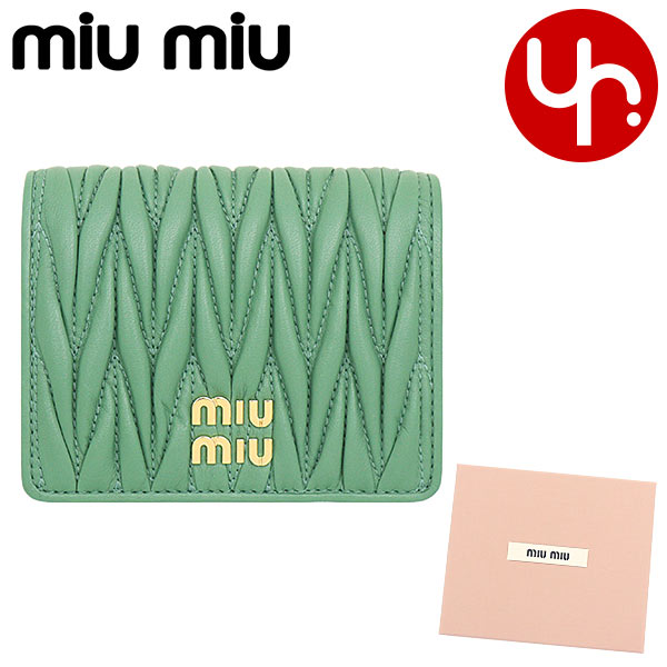 ミュウミュウ miumiu 財布 二つ折り財布 5MV204 2FPP マテラッセ レザー メタル ロゴ バイフォールド コンパクト ウォレット  レディース