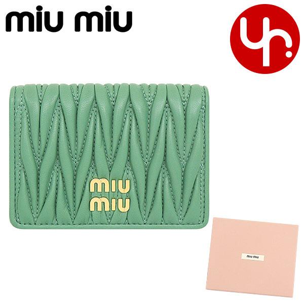ミュウミュウ miumiu 小物 カードケース 5MC103 2FPP サルビア マテラッセ レザー メタル ロゴ カードケース レディース