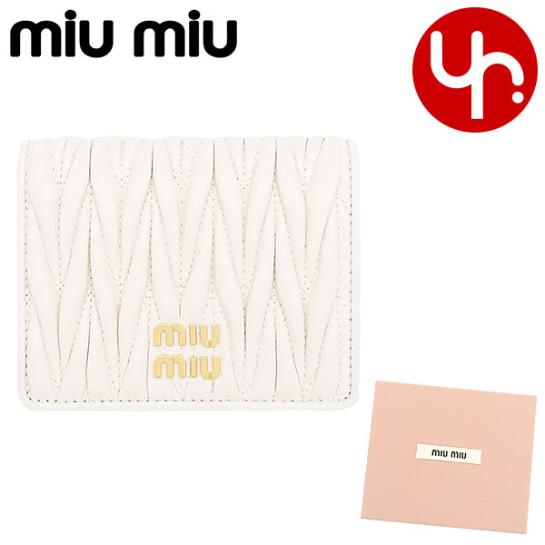 ミュウミュウ miumiu 財布 二つ折り財布 5MV204 2FPP マテラッセ レザー メタル ロゴ バイフォールド コンパクト ウォレット レディース｜import-collection-yr｜03