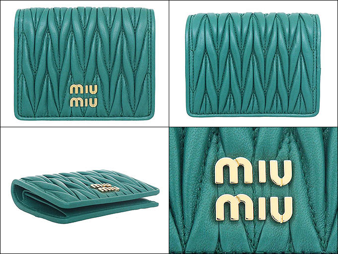 ミュウミュウ miumiu 財布 二つ折り財布 5MV204 2FPP ラグーナ マテラッセ レザー メタル ロゴ バイフォールド コンパクト ウォレット レディース｜import-collection-yr｜02