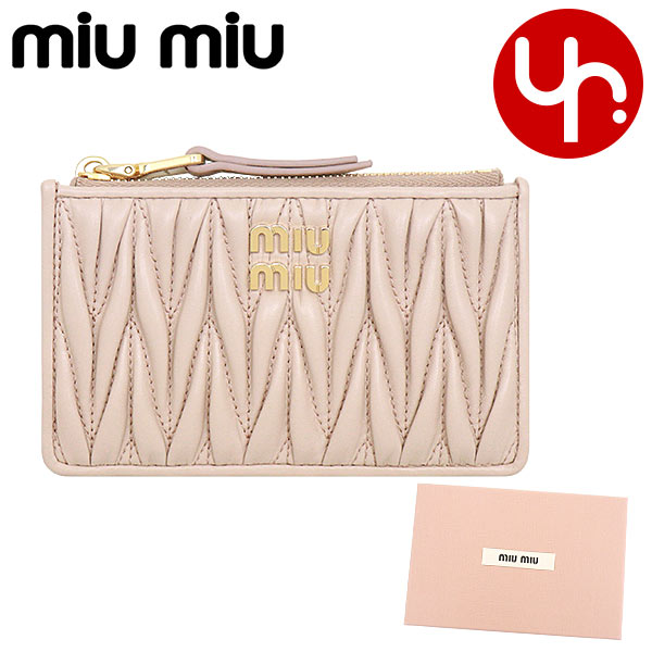 【48時間限定ポイント2％】ミュウミュウ miumiu 財布 コインケース 5MB06M 2FPP マテラッセ レザー メタル ロゴ ポーチ  ウォレット カード コインケース レ