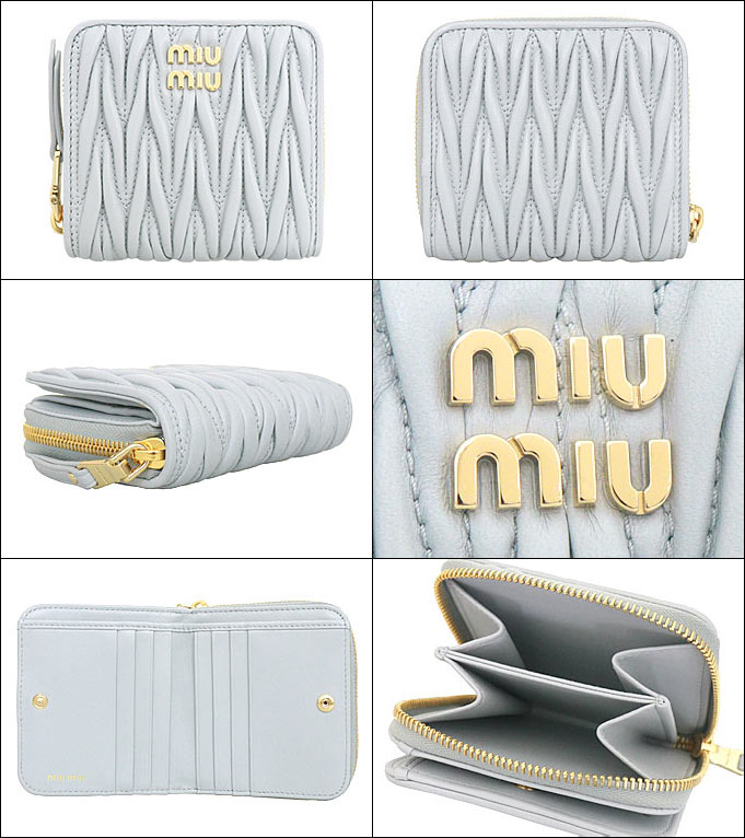 ミュウミュウ miumiu 財布 二つ折り財布 5ML522 2FPP ペルラ パールグレー マテラッセ レザー メタル ロゴ スモール ラウンド  ジップ ウォレット レディース : miu-ko241011-5 : インポートコレクションYR - 通販 - Yahoo!ショッピング