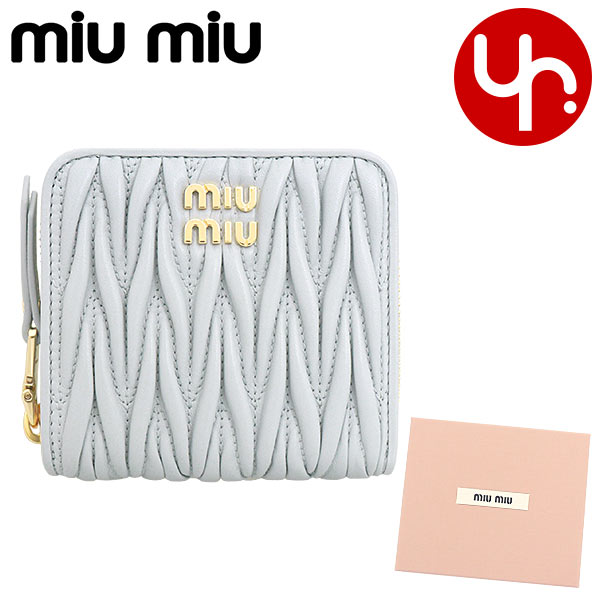 ミュウミュウ miumiu 財布 二つ折り財布 5ML522 2FPP マテラッセ レザー メタル ロゴ スモール ラウンド ジップ ウォレット  レディース