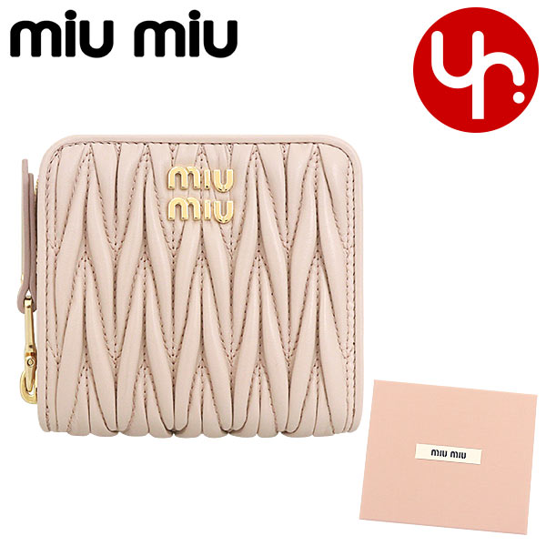 ミュウミュウ miumiu 財布 二つ折り財布 5ML522 2FPP マテラッセ レザー メタル ロゴ スモール ラウンド ジップ ウォレット  レディース