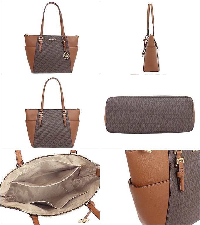 マイケルコース MICHAEL KORS バッグ トートバッグ 35T0GCFT3B ブラウン シャーロット シグネチャー ラージ トップ ジップ トート アウトレット レディース｜import-collection-yr｜02