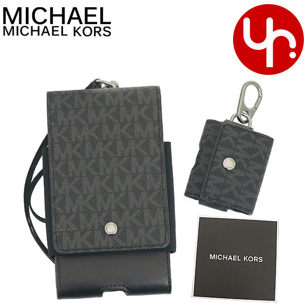 Yahoo! Yahoo!ショッピング(ヤフー ショッピング)マイケルコース MICHAEL KORS 小物 スマホケース 36S2LGFL6B ブラック ギフティング シグネチャー ランヤード iPhone エアーポッズ ケース アウトレット メンズ